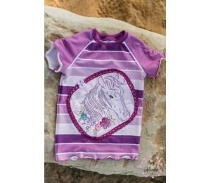 Stickdserie - Blumen Pferde Line Art